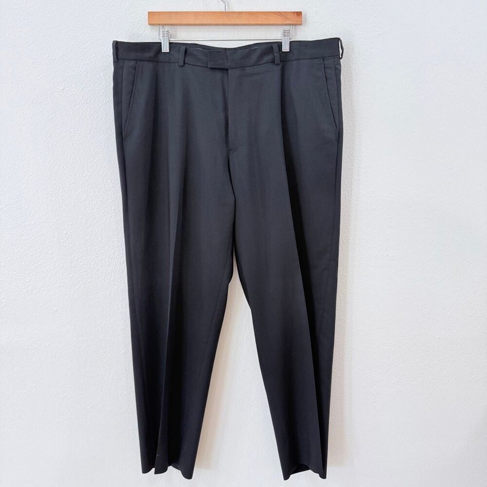 Ermenegildo Zegna Men's 42 Black Flat Front Virgin Wool Dress Pants Trousers